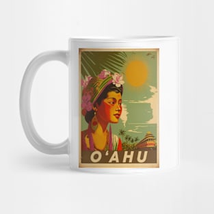 O'Ahu Hawaii Vintage Travel Art Poster Mug